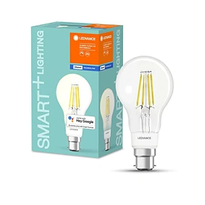 Imagen de LEDVANCE Lámpara Smart LED con Bluetooth, B22d, Blanco cálido (2700K), en sustitución de lámparas incandescentes por 60W,controlable Alexa, Google y Apple,SMART+ filamento Classic DIM,paquete 4