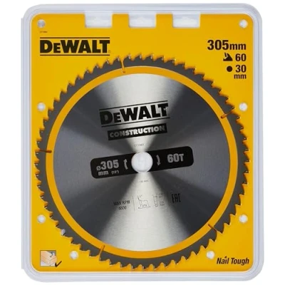Imagen de DEWALT DT1960 QZ Hoja para sierra circular estacionaria 305x30mm, Tipo de dentado ATB, Ángulo apriete 5º, Espesor 2mm, 60 Dientes