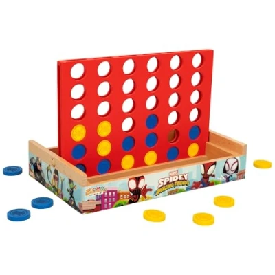 Imagen de WOOMAX 48752 Spidey y su superequipo. Juego 4 en raya para niños, Juegos de mesa juguetes educativos madera, regalos niños