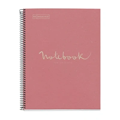 Imagen de Miquelrius Cuaderno reciclado A4, 80 Hojas de g/m², Rayado Horizontal 7 mm, Papel (recuperado Post Consumo), 1 Franja Color, 4 Taladros, Cubierta Reciclada, Eco Rosa