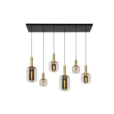 Imagen de Lucide Joanet lámpara colgante, gris ahumado/negro, cristal, 132 cm de largo