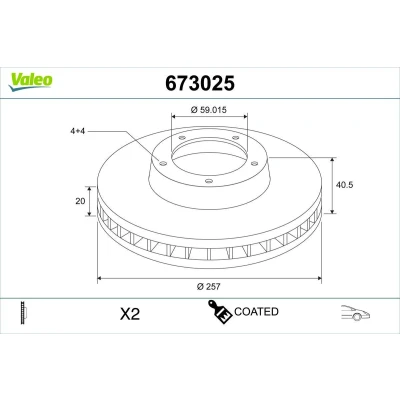 Imagen de VALEO Disco de freno FIAT: Punto II Hatchback, Doblo I Familiar, Barchetta, LANCIA: Dedra Berlina, DELTA 2, ALFA ROMEO: 155, 146 673025