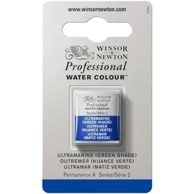Imagen de Winsor &amp; Newton Acuarela Profesional Pintura de Acuarela, Alta Luminosidad, Resistente a la Luz, Calidad Archivo, 1/2 Godet, Color Ultramar (Matiz Verde)