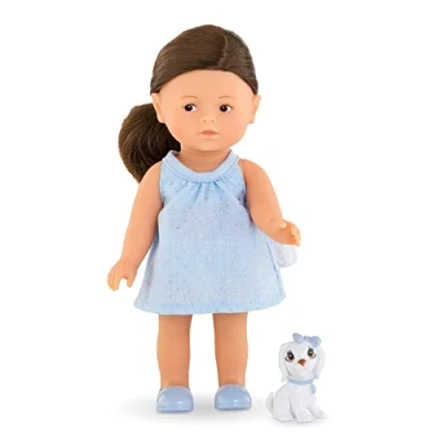 Imagen de Corolle 9000240060 Mini Corollines Romy con Perro, muñeca de Vinilo Pelo Largo y Lindo Perro en Caja Regalo, Aroma a Vainilla, 20 cm, Partir 3 años