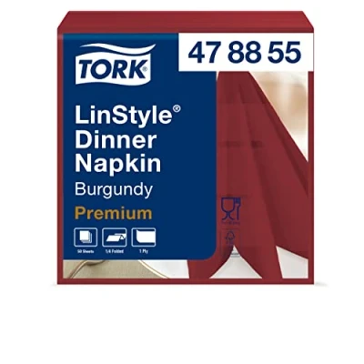 Imagen de Tork 478855 Linstyle Servilleta para cena color burdeos / 1 capa 12 paquetes x 50 unidades (600 servilletas)/ 39 cm cm/Premium