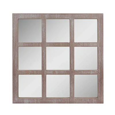 Imagen de Stonebriar 23.5&quot; x Square Rustic 9 Panel Window Pane Hanging Wall Mirror with Attached Mounting Brackets