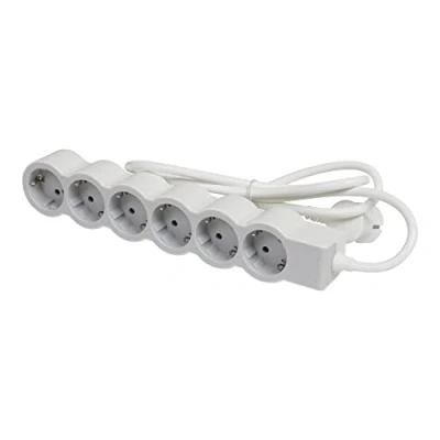 Imagen de Legrand 694557, Regleta de enchufes, Enchufe múltiple con 6 Tomas Corriente, Cable 1,5m, Color Blanco/Gris Claro