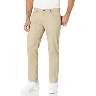Imagen de Amazon Essentials Pantalón de Sarga Elástico con 5 Bolsillos Ajuste Recto Hombre, Marrón Caqui, 33W / 29L