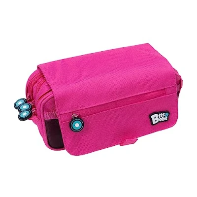 Imagen de Grafoplás Estuche Escolar Tres Compartimentos con Solapa Fucsia bits&amp;Bobs Colores Vivos 23x10x10cm Incluye Horario y Zona Identificación