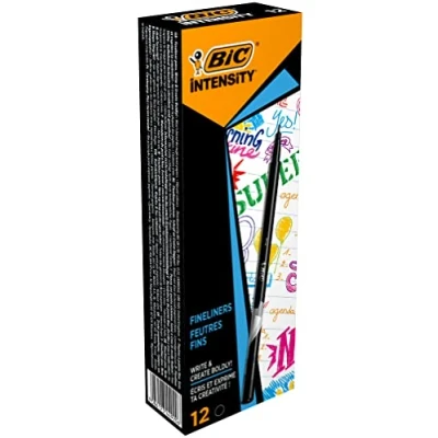 Imagen de BIC Intensity Fine rotuladores punta fina (0,8 mm) Negro, Caja de 12 unidades
