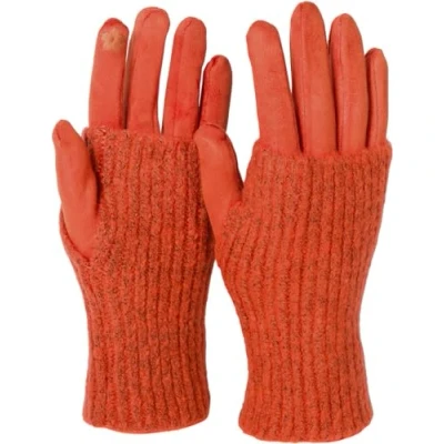 Imagen de styleBREAKER guantes de mujer tela para pantallas táctiles con puños punto amovibles, dedos, invierno 09010021, color:Naranja