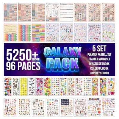 Imagen de colortouch Juego de pegatinas 3D, 5250 + unidades 96 hojas, hinchadas en 3D para niños, niños Bullet Journal, álbum pegatinas, recortes,
