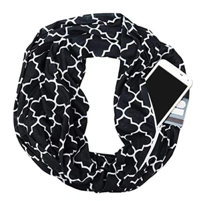 Imagen de iPobie Conjunto de Doble Cara Bufanda Unisex Infinity Loop viaje con bolsillo cremallera oculta