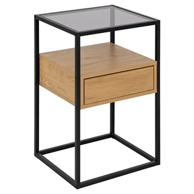 Imagen de AC Design Furniture Radek Mesa, Vidrio/Roble, H: 60 x B: 40 T: 35 cm