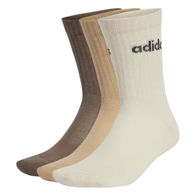 Imagen de adidas LINEAR CREW SOCKS CUSHIONED 3 PAIR PACK, CALCETINES DE LA TRIPULACIÓN Unisex adulto, wonder white/magic beige/earth strata,