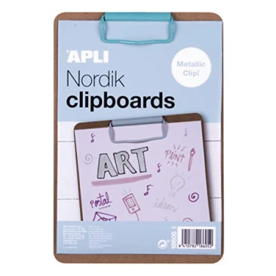 Imagen de APLI 18605 Clipboard Portapapeles madera A5 clip azul Nordik Collection