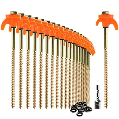 Imagen de com four® piquetas de Tienda 24x Acero robustas con Soporte para Hilo y Cuerda Suelo Roca Acampar al Aire Libre