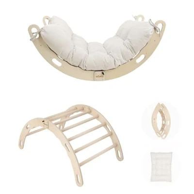 Imagen de MAMOI® Arco de Escalada con cojín, cojín para balancín, triángulo trepador, bebé Escalada, Madera niños, Parque Infantil, Estructura Interior a Partir