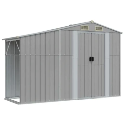 Imagen de vidaXL Cobertizo de jardín Acero galvanizado Gris 277x93x179 cm