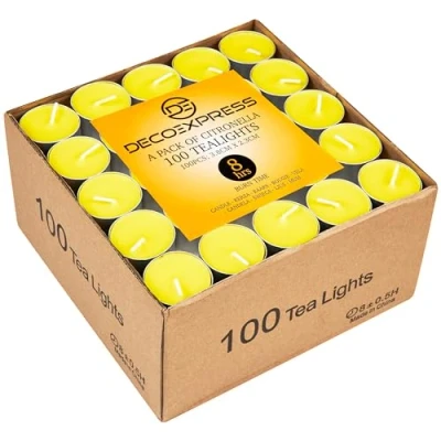 Imagen de Deco Express Velas de Citronela, Set Disponible con Varios Tiempos Quemado (Amarillo 100/8 Horas)