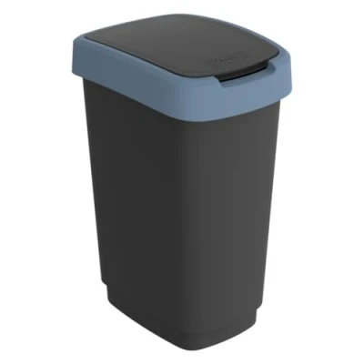 Imagen de Rotho Twist Papelera con tapa para reciclaje de residuos, sin BPA, 25 l, negro/azul oscuro