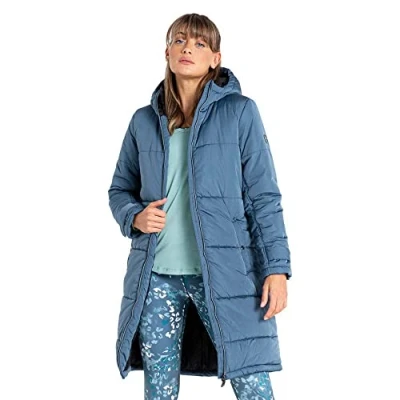 Imagen de Dare2b Reputable Long II Womens Coat Jacket tejido reciclado repelente al agua cremallera completa con 2 bolsillos bajos cremallera, capucha y puños ajustables