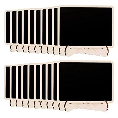 Imagen de Amazon Basics Minipizarras de madera, con caballete apoyo, 20 unidades, Negro