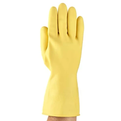 Imagen de Ansell AlphaTec 87 063 Latex Guante contra productos químicos, Amarillo, Tamaño 9.5 (12 Pares)