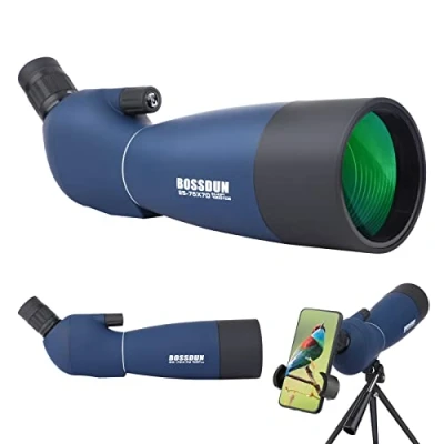 Imagen de telescopio terrestre, Telescopios A Prueba de Agua con Prisma BAK4 Trípode Adaptador teléfono Bolsa Transporte, para Target Shooting Bird Watching Hunting Wildlife (GN0018 70G)