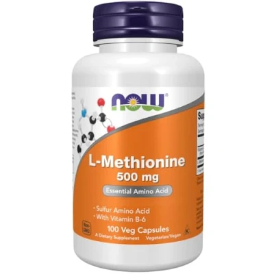 Imagen de Now Foods, L Methionine, 500mg, 100 Cápsulas, Probado en Laboratorio, Aminoácido, Vitamina B6, Sin Gluten, Soja, No GMO