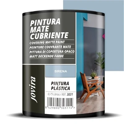 Imagen de JOVIRA PINTURAS Pintura Mate Cubriente 24 colores interior exterior con excelente poder cubriente. (750 Mililitros, Sirena)