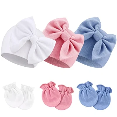 Imagen de DRESHOW Bebé Gorro y Guantes para Recién Nacido Beanie Sombrero Bebés Niños Gorros