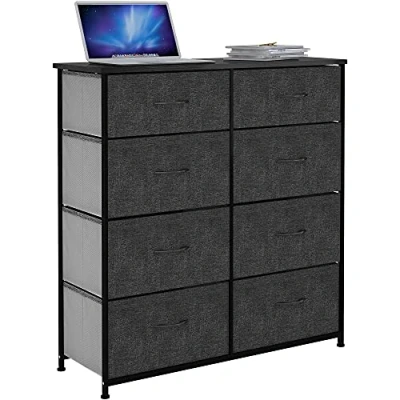 Imagen de YITAHOME Comoda 8 Cajones,Cajonera de Tela,Sinfonier,Robusta Estructura metálica,para Dormitorio, Salón, Pasillo,Negro y Gris
