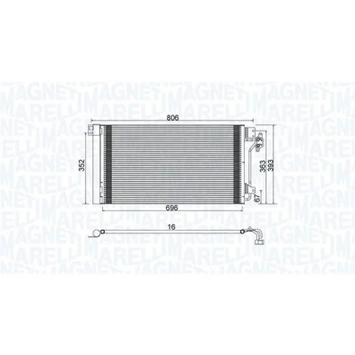 Imagen de MAGNETI MARELLI 350203962000 Condensador con secador 696x393x16 393 696 16 VOLKSWAGEN: Multivan 5 (7HM, Transporter 5, Bus