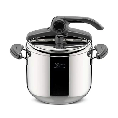 Imagen de Lagostina Mia Lagoeasy&#039;UP Olla a Presión 7 L en Acero Inoxidable 18/10 Ø 22 cm, Inducción y Gas, Apertura Fácil de la Tapa, Base Irradial Plus 3 capas, Apta para Lavavajillas