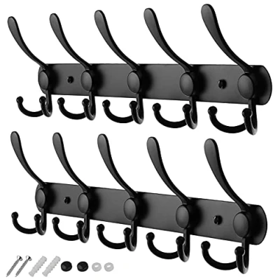 Imagen de GlazieVault Percheros de pared acero inoxidable (paquete 2) Ganchos resistentes para colgar en la diseño premium sin óxido bata y ropa