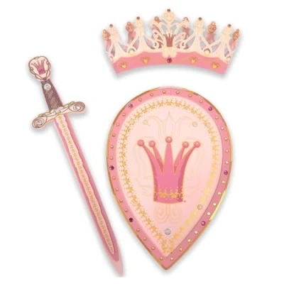 Imagen de Liontouch Reina Rosa Espada, Escudo y Corona para Niñas Set Medieval en Espuma el Juego Simbólico de Niños Armas Seguras Armadura Batalla Disfraces Vestuarios Reales