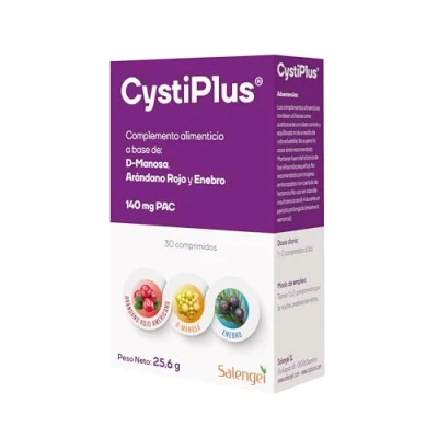 Imagen de CYSTIPLUS Complemento alimenticio Ingredientes de origen Natural A base proantocianidinas Fórmula triple acción Enebro Pac. D manosa Contribuye al bienestar urinario (30)