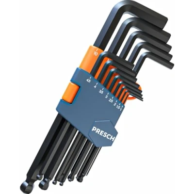 Imagen de PRESCH llaves allen Juego 13 cabeza esférica hexagonales 1,27 a 10 mm profesional bicicleta Pequeño compacto con soporte Llave hexagonal