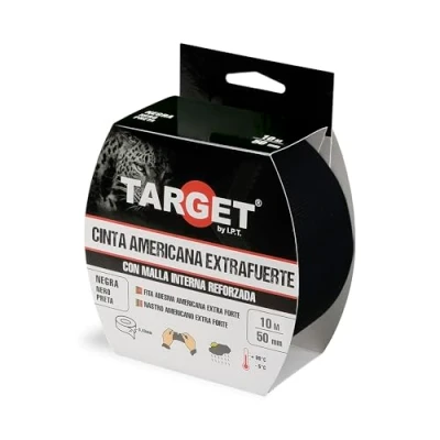 Imagen de TARGET CTN1050N Cinta Americana Extrafuerte, Heavy Duty Reforzada con malla, Hasta 0,43mm de grosor (NEGRO, 10M X 50mm)