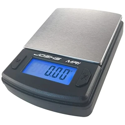 Imagen de Joshs MR1 Báscula digital de bolsillo, precisión desde 0,01 g hasta 100 g, superficie acero inoxidable, incluye 2 pilas AAA