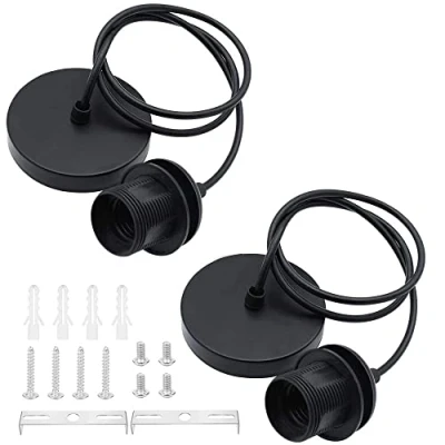 Imagen de ZHIQIN 2 Pcs Lampara Cable colgante E27 Techo de Vintage Portalámparas con Ajustable 90cm luz
