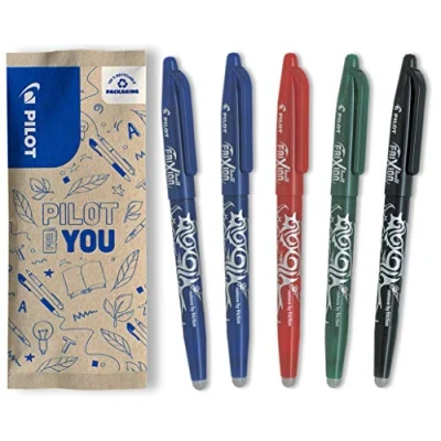 Imagen de PILOT Frixion Ball Radierbarer Tintenroller mit thermosensitiver Tinte Nachfüllbarer aus recyceltem Kunststoff Set 2x Blau, je 1x Schwarz/Rot/Grün Mittlere Spitze Zauberstift