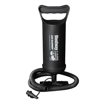 Imagen de BESTWAY 62002 Inflador Manual Air Hammer Inflation Pump 30 cm con Manguera Flexible y Adaptadores para Válvulas de Inflado Fácil Inflar sin Esfuerzo