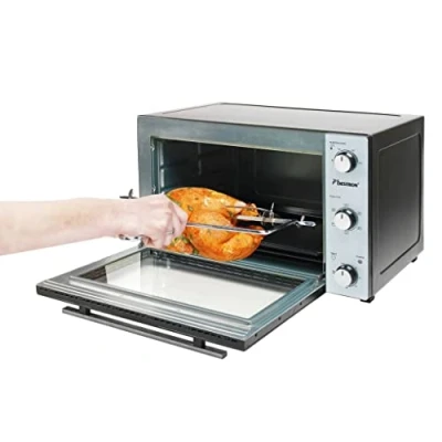 Imagen de Bestron AOV31 Mini Horno 2 en 1 con Pincho Giratorio, 1500 W, 31 litros, plástico Cristal Acero Inoxidable, Negro