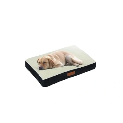 Imagen de Ellie Bo Colchón cama para jaula de perro, mullido y lavable, funda cuero sintético relleno poliéster jaulas tamaño L 87 x 57 10 cm en blanco negro