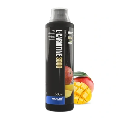 Imagen de Maxler L Carnitina 3000 Mango 500ml Líquida en dosis altas Suplemento nutricional vegano mg de ingrediente activo por ración 20 porciones Vaso medidor incluido