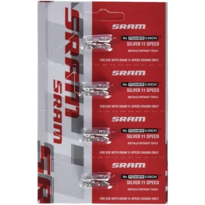 Imagen de SRAM 00.2518.003.000 Eslabon De Cadena Power Lock 11V Silver 1 pack ( 4 Unidades), Unisex Adulto, Plateado