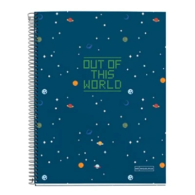 Imagen de Miquelrius Cuaderno A4, 4 Franjas de Colores, 140 Hojas, Rayas Horizontales 7 mm, Taladros, Microperforadas, Tapa Dura, My Space
