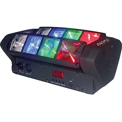 Imagen de Ibiza LED8 Mini spider con efecto de luz RGBB y 4 focos dinámicos Negro